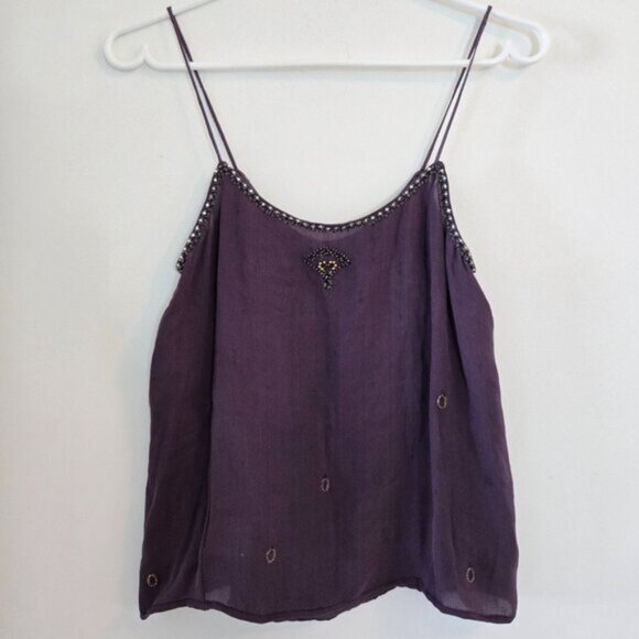 Matthew Williamson Beaded Purple Sleeveless Tank Top Size 8 Small b62 - Picture 3 of 8
